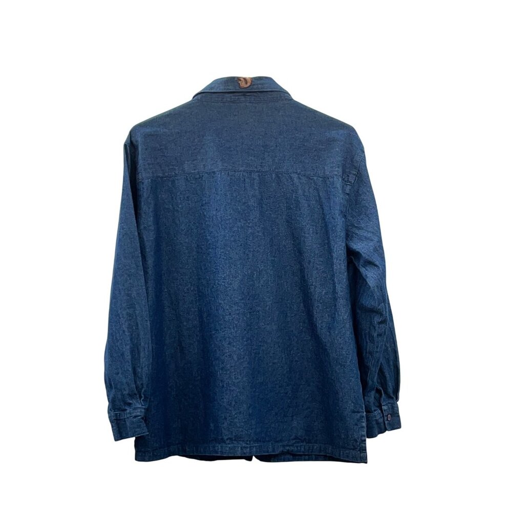 Vintage 90s Premier International Denim Blouse Womens M Removable Collar Pumpkin - Picture 2 of 16